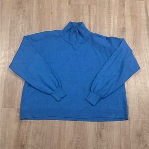 Vici Oversized Boxy Mock Neck Sweater in Blue